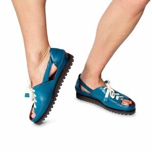 Blue Leather Lace-Up Women’s Sandal